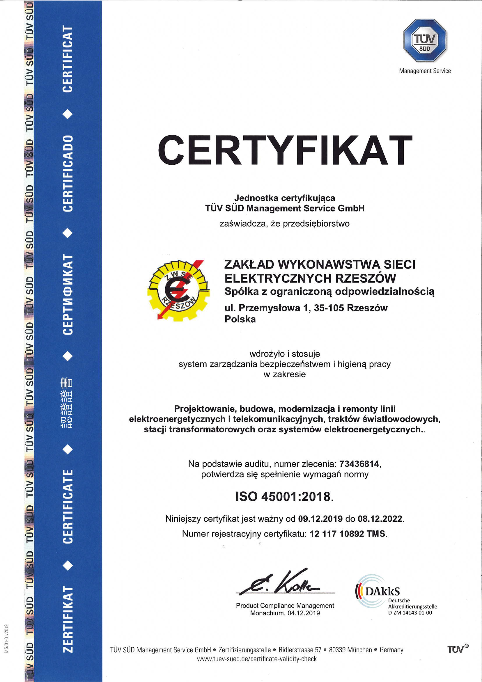 certyfikat 45001 2018 pl
